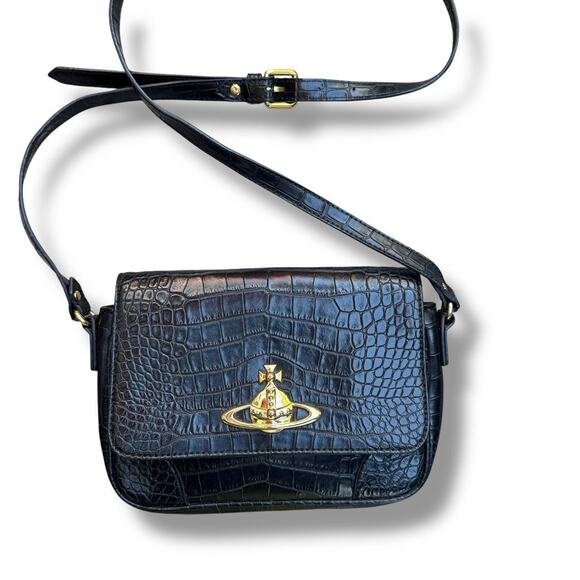 Vivienne Westwood Anglomania Croc Leather Shoulder Bag - Picture 2 of 7